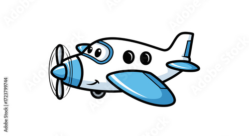 Cartoon airplane with a happy expression invites imagination for young viewers or design projects