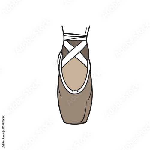 Ballet Pointe Shoe Outline Vector Icon - Dance, Art, and Performance Symbol