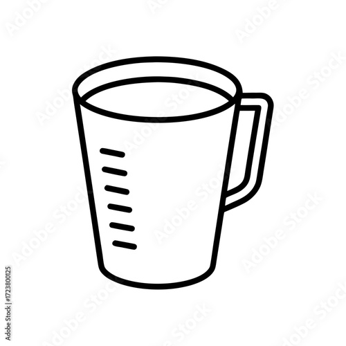 Illustration of a measuring cup with handle on transparent background
