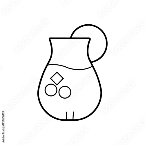 Outline drawing of a pitcher with a drink on transparent background