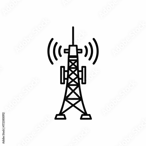 Telecommunications tower isolated on white background depicts wireless communication. Cellular tower is essential for modern connectivity with antennas and transmission equipment.