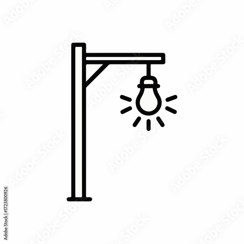Simple street light design on clean white backdrop, showcasing lamppost with glowing bulb.
