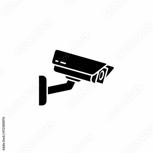 Security camera depicted in detailed closeup illustration, surveillance equipment and monitoring device mounted on wall. Security camera protects property and people in neighborhood,