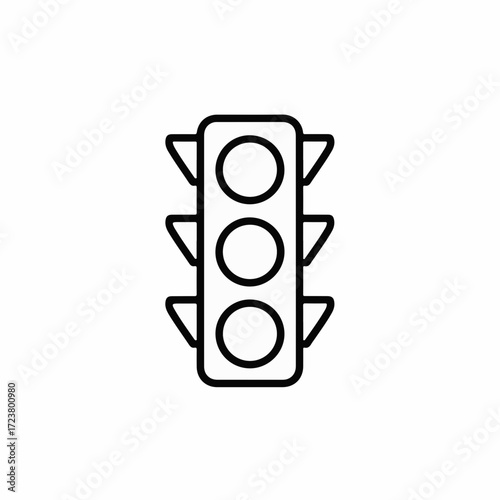 Black traffic light icon displayed on white background. Traffic light system ensures orderly street crossing and vehicle flow. Depicting single traffic light is great for presentations, infographics,
