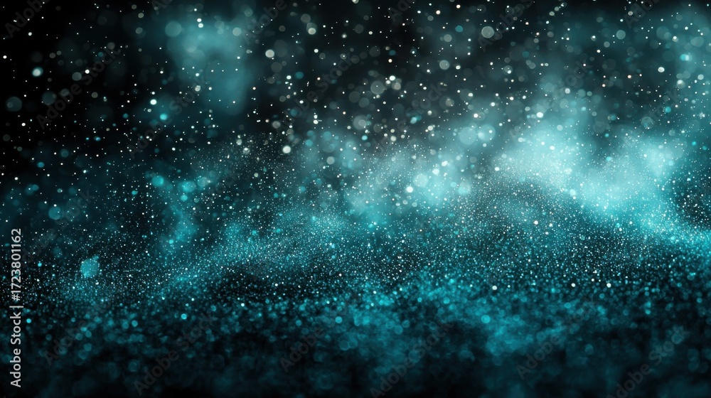 Fototapeta premium An abstract design with scattered blue and teal dots on a dark background,