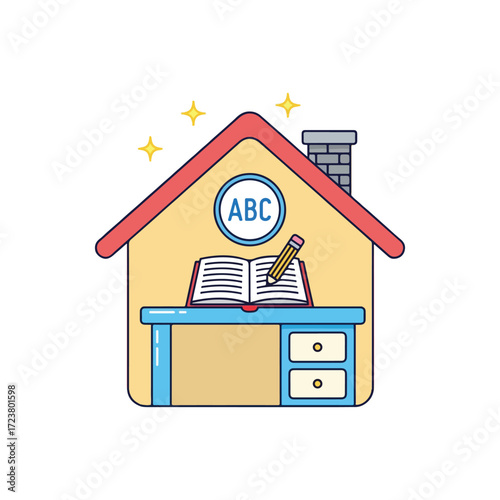 Homeschooling and E-learning Education House Icon