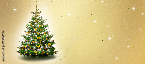 Golden Dekorierter Weihnachtsbaum,