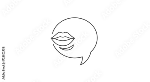 Minimalist mouth in speech bubble representation of a communication concept image