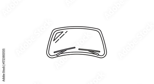 Modern automobile windshield line art illustration for automotive applications and repair services