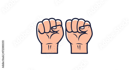 Pair of clenched fists symbolize power, solidarity, resistance or struggle and determination