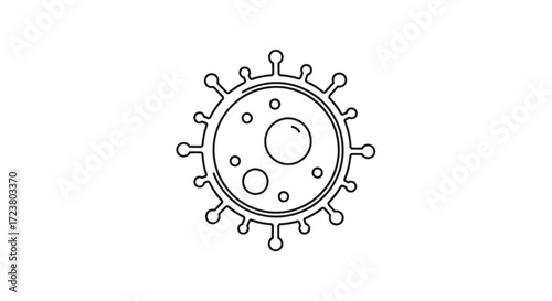 Minimalistic depiction of virus cells in black and white outline, illustration, pathogen