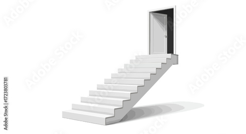 Symbolic stairway leading to an open doorway, representing new opportunities and transition forward