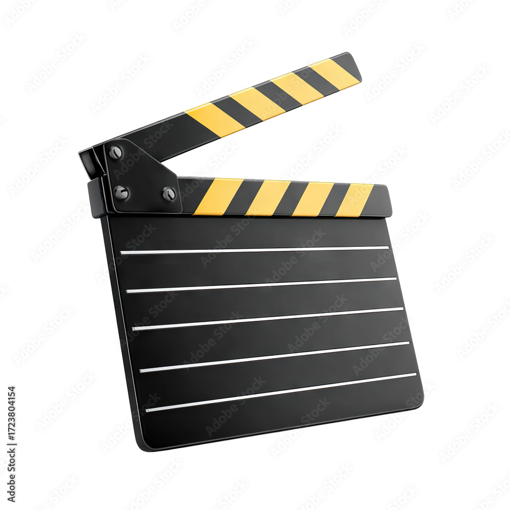 Fototapeta premium Classic movie clapperboard isolated on transparent cutout background