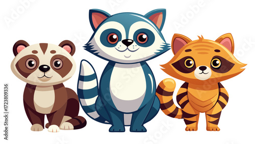 animal, fox, cartoon, skunk, vector, dog, illustration, cat, love, set, baby, teddy, toy, fun, art, cute, pet, brown, heart, funny, character, adorable, kid, valentine, animals, childhood, farm, lands