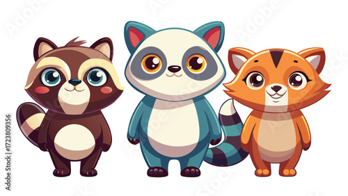 animal, fox, cartoon, skunk, vector, dog, illustration, cat, love, set, baby, teddy, toy, fun, art, cute, pet, brown, heart, funny, character, adorable, kid, valentine, animals, childhood, farm, lands