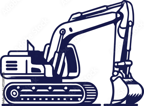 Vector art of excavator icon, representing construction and earthmoving