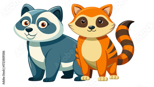 animal, fox, cartoon, skunk, vector, dog, illustration, cat, love, set, baby, teddy, toy, fun, art, cute, pet, brown, heart, funny, character, adorable, kid, valentine, animals, childhood, farm, lands