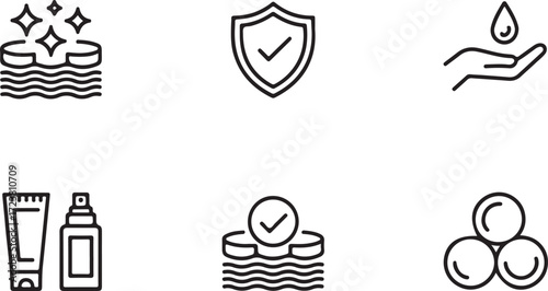 Clean Minimalist Icon Set Skincare, Beauty, and Hygiene Graphics