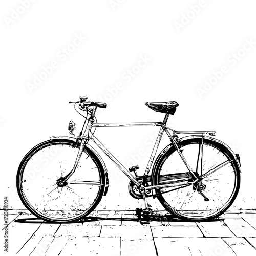 Vintage bicycle illustration black and white drawing of classic bike for cycling enthusiasts and art lovers