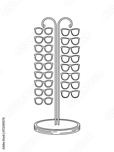 Eyeglass display stand with multiple pairs of glasses