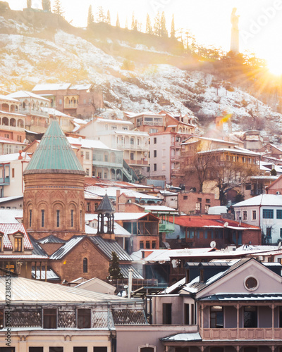 Tbilisi Old town view. Capital Georgia landmark tourist sightseeing attractions