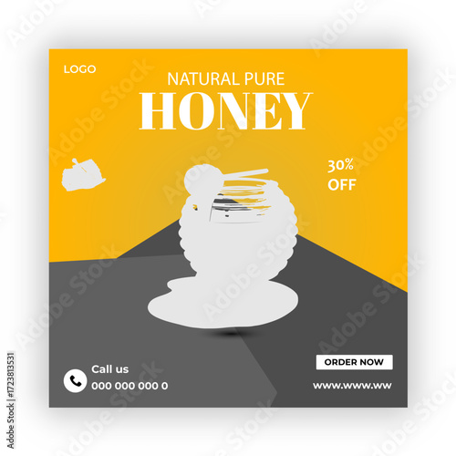 Honey Business concept square flyer design template