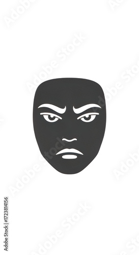 Dark mask with an angry expression, symbolizing hidden emotions or a negative persona.