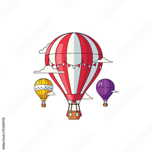 Colorful Hot Air Balloons in the Clouds