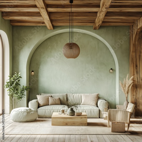 Stylish Living Room Design Featuring Natural Elements and Light Tones in Sere...