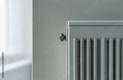 Wallpaper Mural Modern Heating Radiator Casting Shadows in a Bright Room During Daylight. Torontodigital.ca