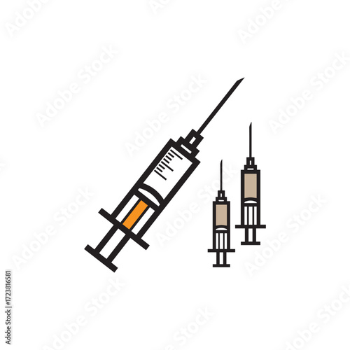 Medical Syringe or Needle for Injection and Vaccination Icon