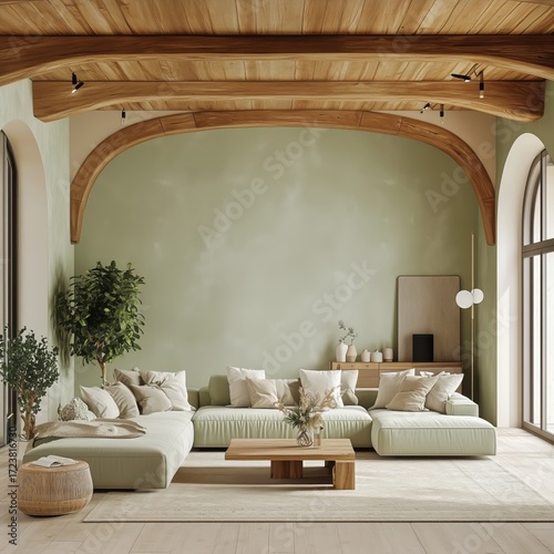 Stylish Living Room Design Featuring Natural Elements and Light Tones in Sere...