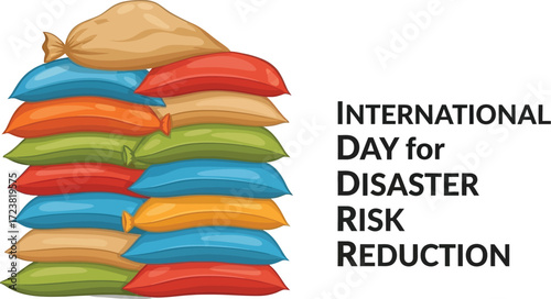 Vector illustration of sandbags for International Day for Disaster Risk Reduction