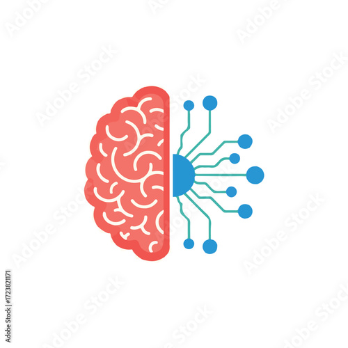 Artificial Intelligence and Cognitive Technology Flat Design
