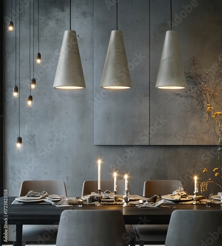 Elegant Dining Room With Modern Lighting and Simple Decor in a Contemporary S...