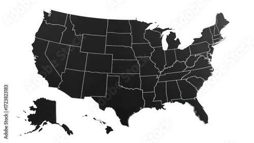 United states map silhouette isolated on transparent background