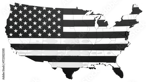 United states map with american flag pattern isolated on transparent background