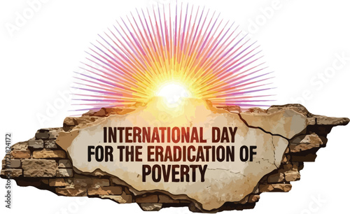 Vector art of sun for International Day for the Eradication of Poverty