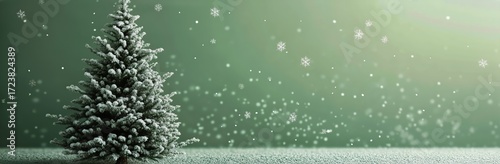 Snow Gently Falling Around a Beautifully Decorated Christmas Tree in a Serene...