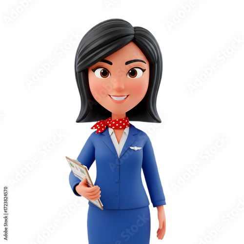 Flight Attendant 3D png on transparent background