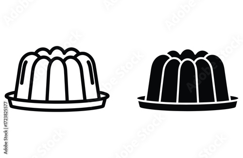 WebWhimsical dessert illustration showing gelatin mold icons for retro food designs, perfect for confectionery branding and vintage kitchen themes, adding a touch of nostalgic sweetness