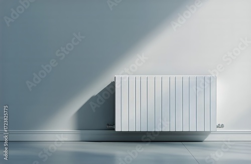 Modern White Radiator in a Minimalistic Room With Natural Light
