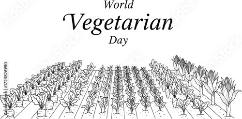 Vector art of vegetable garden for World Vegetarian Day