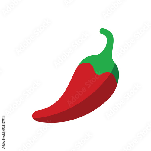 Chili pepper icon in vibrant red color for vegan, diet, and natural food illustrations.