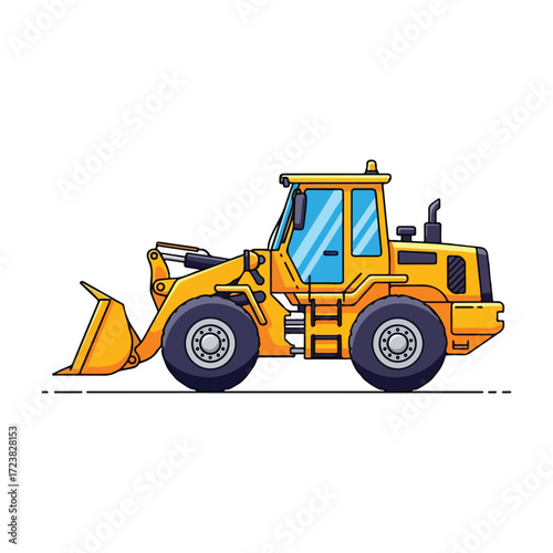 Yellow Front-End Loader Construction Vehicle Illustration