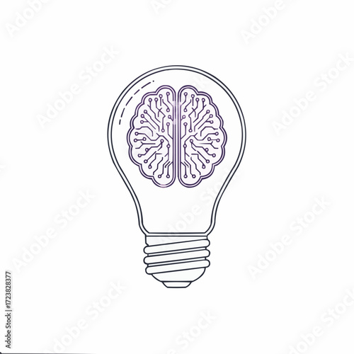 Brain inside light bulb vector illustration represents idea innovation and intelligence