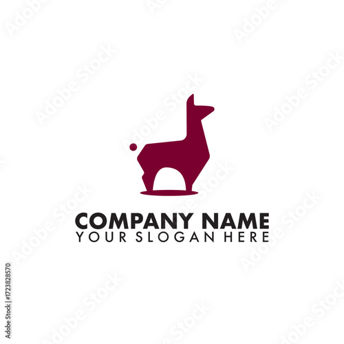 Simple alpaca animal logo isolated background