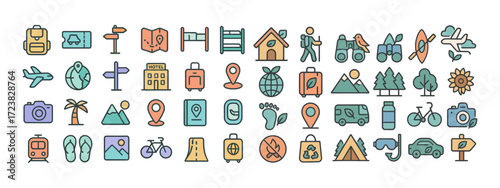 Travel and tourism icons. App interface icons