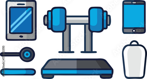 Modern flat design of fitness and workout equipment vector set.