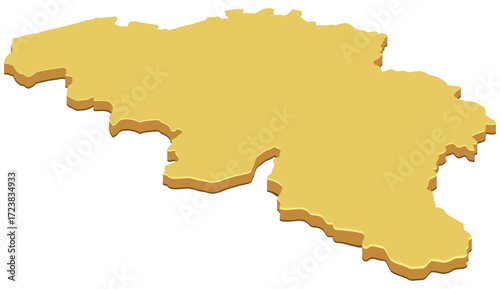 3D yellow map of Belgium (cut out)